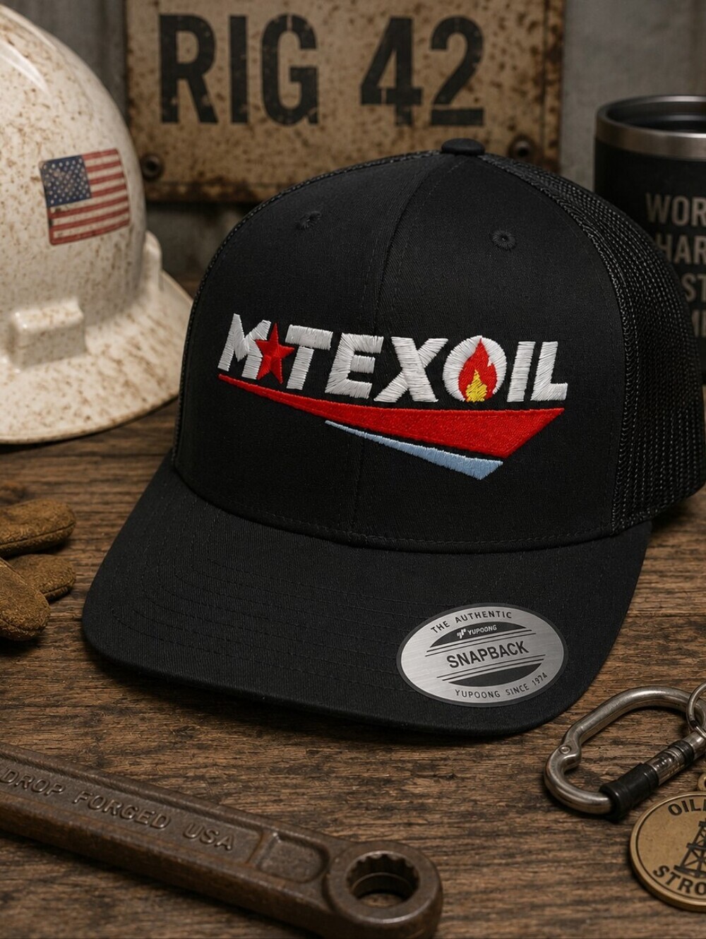 M Tex Oil Landman Fort Worth TX Black Snapback Hat